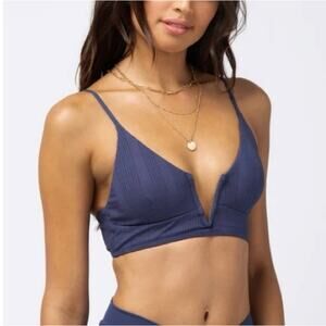 L*Space Siren Bikini Top in Slate Blue/Gray Size Small NWT Wired V